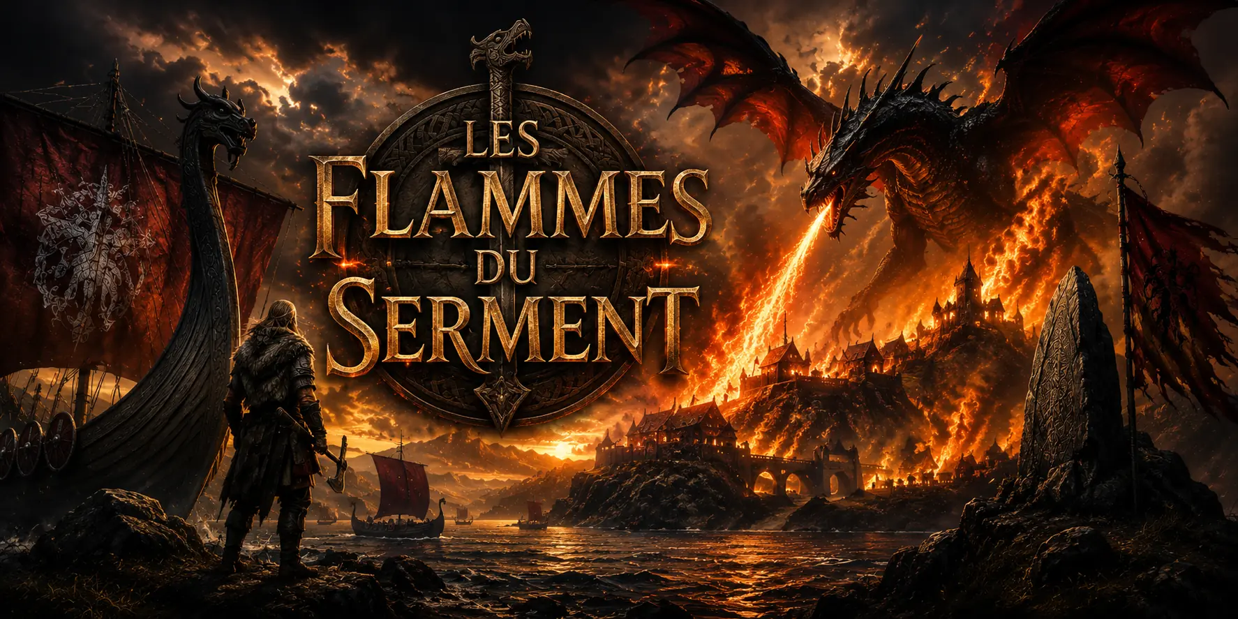 Roman fantasy Les Flammes du Serment de Francis Gilles, univers épique et mystique